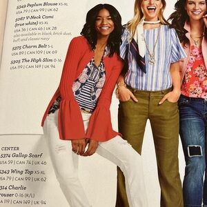 Coral Peplum Sweater with Flared Sleeves